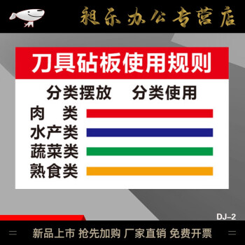 刀具砧板使用规则分类 摆放分类使用食品安全颜色分类亚克力标识牌