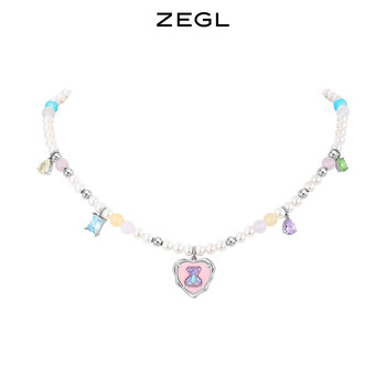 ZENGLIU ZEGL法式爱心小熊仿珍珠多巴胺项链女轻奢锁骨链服饰鞋包类商品-全利兔-实时优惠快报