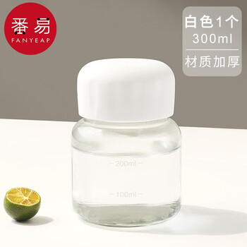 番易 迷你玻璃杯便携刻度水杯 白色300ml 1个日用百货类商品-全利兔-实时优惠快报