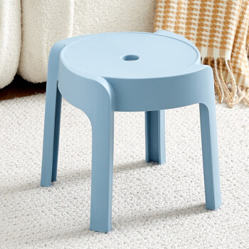 新颜值主义小凳子矮凳小板凳小圆凳加厚塑料凳子家用换鞋凳浴室凳YZ518矮款 蓝色