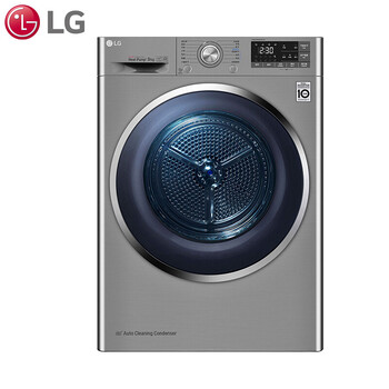 LG 9KG韩国原装进口双变频 热泵烘干机 家用滚筒式干衣机速干衣 银色甩干机RC90U2EV2W