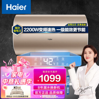 海尔（Haier）电热水器电储水式家用洗澡 2200W升级速热节能 一级能效 卫生间洗澡防电墙DK1 60升【2-3人】