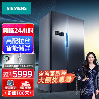 西门子（SIEMENS）冰箱双开门家用家电变频风冷无霜速冻对开门两门610升电冰箱KA92NV66TI