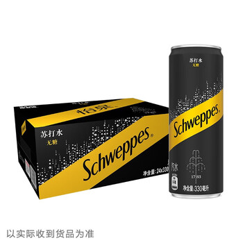 可口可乐（Coca-Cola）怡泉Schweppes无糖零卡苏打水汽水饮料整箱装 可口可乐出品 330ml*24罐