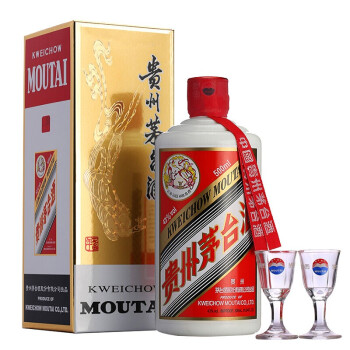 茅台（MOUTAI）贵州茅台酒酱香型白酒43度飞天茅台500ml （带杯）-微醺网