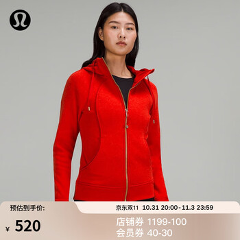 lululemon 丨Scuba 女士拉链连帽衫 *加绒 LW4CAJS 杂色深红色运动户外类商品-全利兔-实时优惠快报