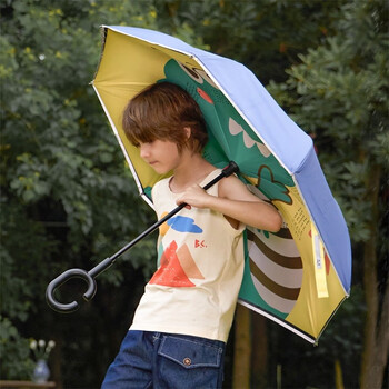 kocotree kk树 儿童雨伞女孩男孩反向晴雨两用宝宝幼儿园上学专用圆角长柄伞 恐龙智多星 均码/适合三岁及以上全利兔-实时优惠快报