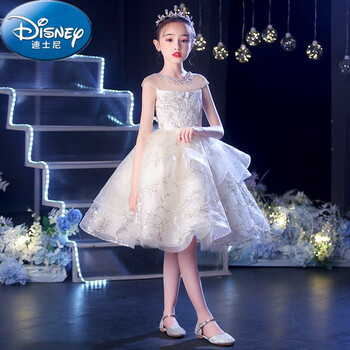 迪士尼disney儿童礼服公主裙洋气夏季女童高端主持人生日蓬蓬纱走秀