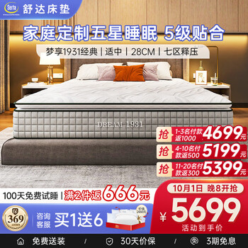 Serta 舒达 梦享1931经典 乳胶独立袋弹簧床垫 180*200*28cm家具家装类商品-全利兔-实时优惠快报