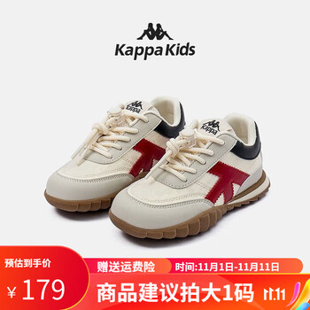 Kappa 卡帕 Kids背靠背卡帕儿童男女童潮流百搭休闲透气运动鞋拍大一码 006黑/红皮拍大一码 38码母婴玩具类商品-全利兔-实时优惠快报