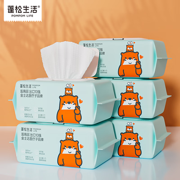 有券的上：POMPOM LIFE 蓬松生活 大包湿巾 80抽5包全利兔-实时优惠快报