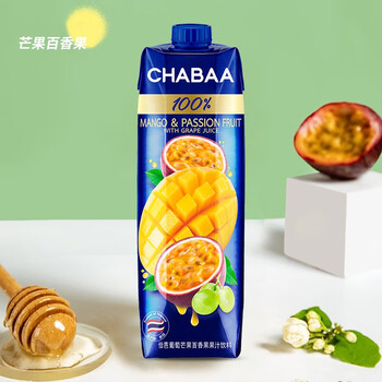 CHABAA 芭提娅 泰国进口100%芒果百香果汁1L*1瓶 多款口味可选食品类商品-全利兔-实时优惠快报