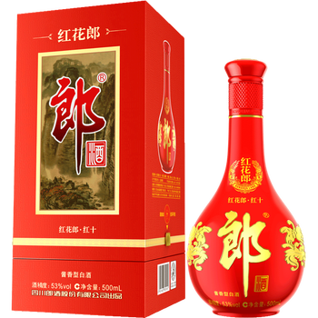 LANGJIU 郎酒 红花郎10 53%vol 酱香型白酒 500ml 单瓶装全利兔-实时优惠快报