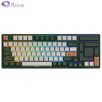 AKKO 3098S 机械键盘 有线键盘 游戏办公键盘 热插拔 RGB光 PBT键帽 俄罗斯方块98键 伦敦绿 CS银轴