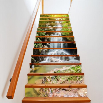 高山瀑布创意家居楼梯贴台阶装饰3d立体画楼梯贴纸可定制 g294 中