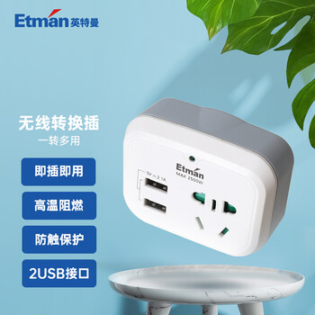 英特曼（ETMAN）带USB无线转换插头 双USB电源多功能插座转换器无线 一转二家用ACAC50