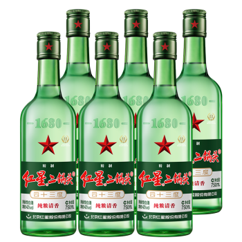 红星（RED STAR）【酒厂直发】红星二锅头43度大二精制清香型白酒750ml 六瓶装 43度 750mL 6瓶