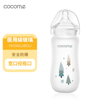 京东PLUS：cocome 可可萌 婴儿奶瓶玻璃防碎宝宝喂奶神器3-6个月仿母乳奶瓶宽口径奶瓶240ML绿色森林全利兔-实时优惠快报