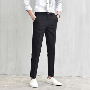 西裤男修身冬季厚款直筒韩版潮流商务裤子男上班正装长裤休闲西装裤