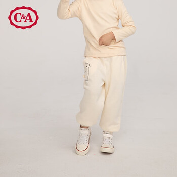 C&A 西雅衣家 C＆A春秋可爱休闲米妮绒立体造型卫裤女童休闲长裤秋装男小童秋款长裤 米色 100母婴玩具类商品-全利兔-实时优惠快报