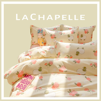La Chapelle 水洗棉床上四件套 双人床上用品被套200*230cm床单枕套 暖洋洋家具家装类商品-全利兔-实时优惠快报