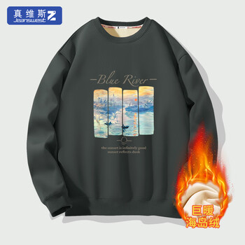 JEANSWEST 真维斯 男士加绒圆领印花卫衣 两件装全利兔-实时优惠快报