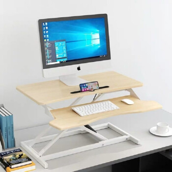 千飒 显示器增高架笔记本支架站立式电脑升降桌笔记本办公桌电脑台桌上桌 原木色