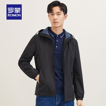 ROMON 罗蒙 夹克 连帽外套上衣 黑色 180服饰鞋包类商品-全利兔-实时优惠快报