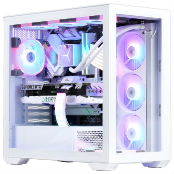 爱国者（aigo）月光宝盒 镜 白色 游戏台式电脑机箱 支持双360水冷/E-ATX主板/Type-c/白色海景房/4090显卡
