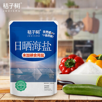 桔子树 未加碘日晒海盐 320g*6袋 不含抗结剂 天然未加碘的盐食用盐