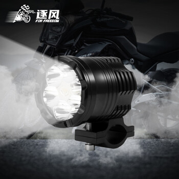 逐风 摩托车射灯 带爆闪 LED铺路强光灯 12-80V通用摩托车电动车改装射灯 带开关全利兔-实时优惠快报
