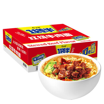 今麦郎 方便面泡面袋面 一袋半大面块速食宵夜 红烧牛肉面整箱133g*24袋食品类商品-全利兔-实时优惠快报