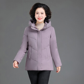 珂源羊中老年女装羽绒服短款中年妈妈时尚冬装加厚外套 紫色 2xl