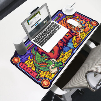 BUBM 国潮鼠标垫超大加厚锁边游戏电竞护腕办公桌垫笔记本电脑键盘垫学生书写桌面垫 XJZD-E 龙争虎斗