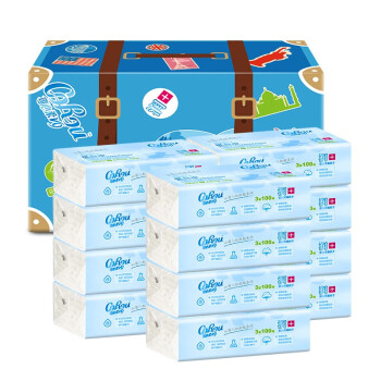 COUROU可心柔V9婴儿柔润保湿纸巾3层100抽12包整箱装