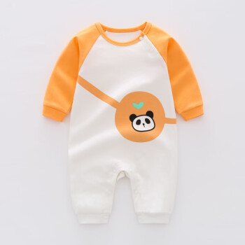 婴儿连体衣女宝宝秋装男童长袖哈衣爬服睡衣新初生3个月6 橙色熊猫 66cm