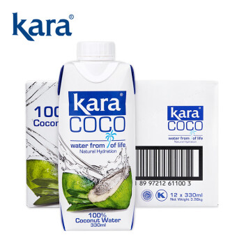 KARA椰子水330ml*12 整箱印尼进口青椰果汁饮料0脂肪轻卡轻断食