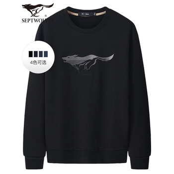 七匹狼 长袖T恤男士卫衣 001黑色 175/92A(XL)服饰鞋包类商品-全利兔-实时优惠快报