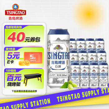 青岛啤酒（TsingTao）精酿白啤 浓郁麦香全麦酿造500ml*12听 整箱装