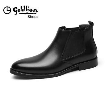 金利来（goldlion）男鞋都市时尚切尔西靴加绒保暖防滑耐磨男靴58014016301A-黑色-41码