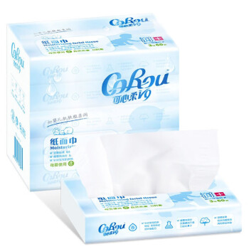 可心柔 V9婴儿纸巾柔润保湿抽纸面巾纸3层60抽5包餐巾纸