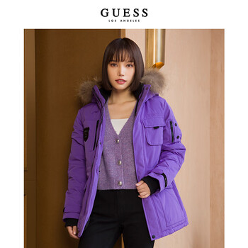 GUESS 盖尔斯 秋冬新派新中式貉子毛领连帽羽绒服 W2PL1M8105Z服饰鞋包类商品-全利兔-实时优惠快报