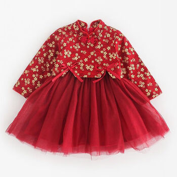 儿童古装唐装婴儿过年喜庆衣服宝宝抓周礼服女红色春秋款宝宝100码
