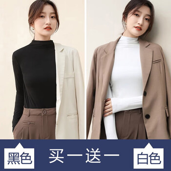 LING JING 灵镜 女士半高领打底衫 2件装 黑色+白色 均码服饰鞋包类商品-全利兔-实时优惠快报