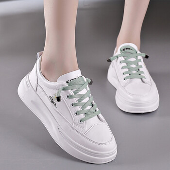 红蜻蜓女鞋同款真皮小白鞋女2021年新款秋季韩版百搭松糕厚底休闲鞋