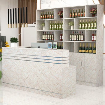 收银台柜台小型简约饭店转角吧台桌商用酒店前台接待台酒柜展示柜 仿