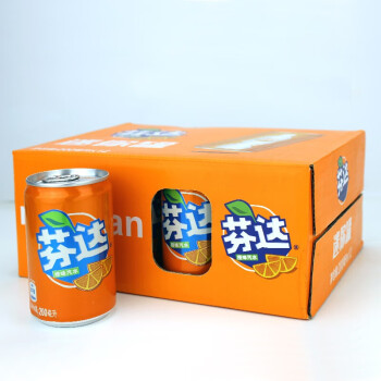 可口可乐（Coca-Cola） 芬达Fanta Mini橙味汽水迷你摩登罐碳酸饮料  整箱装 200ml*12罐