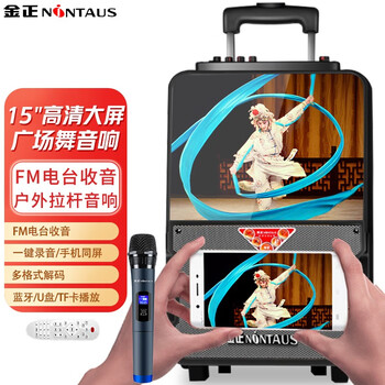 金正 H25 户外广场舞音响带显示屏家用k歌便携式蓝牙移动ktv拉杆音箱视频机播放器点歌一体机 带话筒