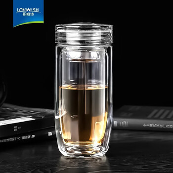 限移动端：LOVWISH 乐唯诗 双层玻璃茶杯 380ml 黑色日用百货类商品-全利兔-实时优惠快报