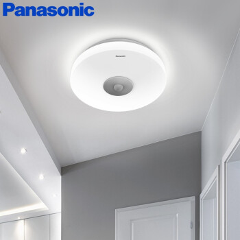 松下（Panasonic）感应吸顶灯LED人体感应灯具玄关卧室厨房感应灯具 圆形10瓦